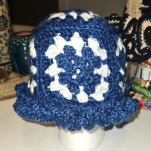 Blue and White Crochet Hat